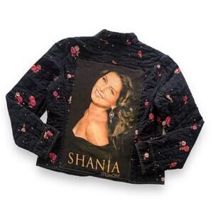 Via Penny Lane Reworked Apparel | Shania Twain Graphic Quilted Floral Jacket